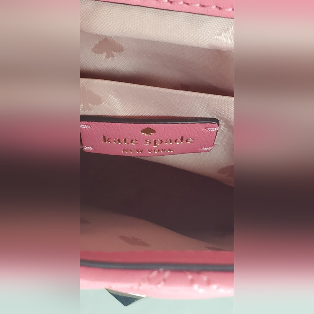 NWT Kate Spade -Small Quilted Pink Crossbody Handbag Bag with Silver Hardware - Picture 12 of 14